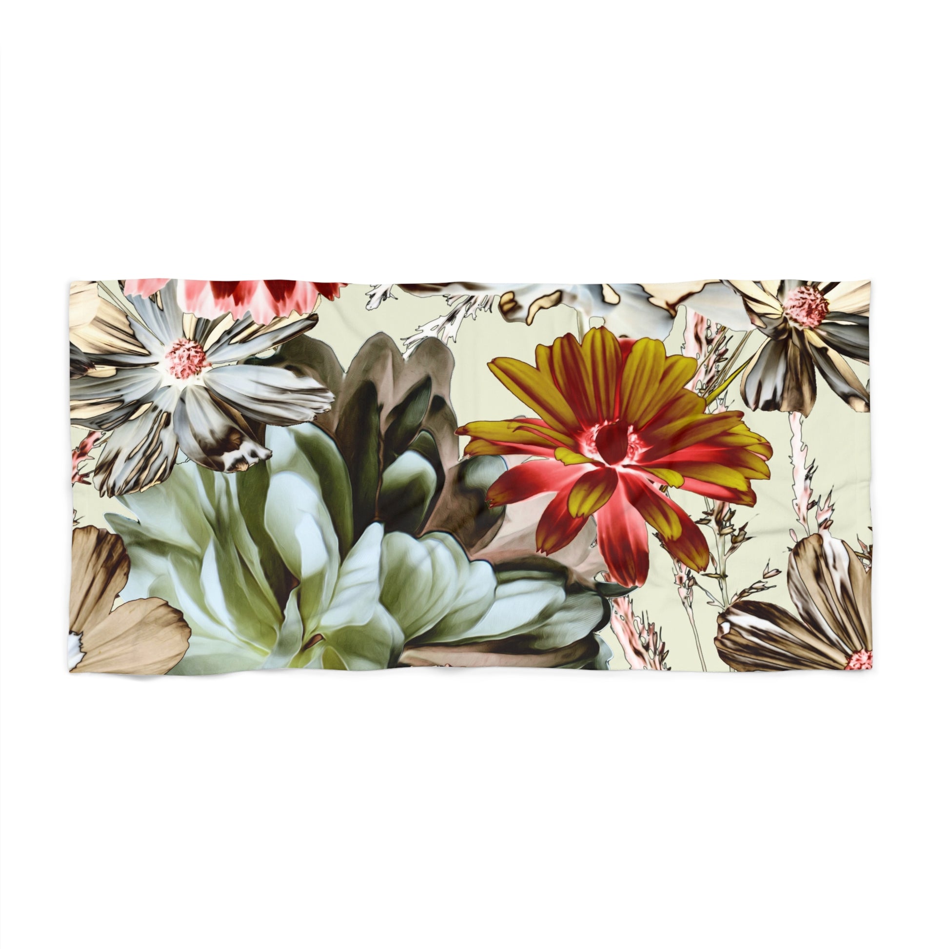 Tropical Floral Beach Towel