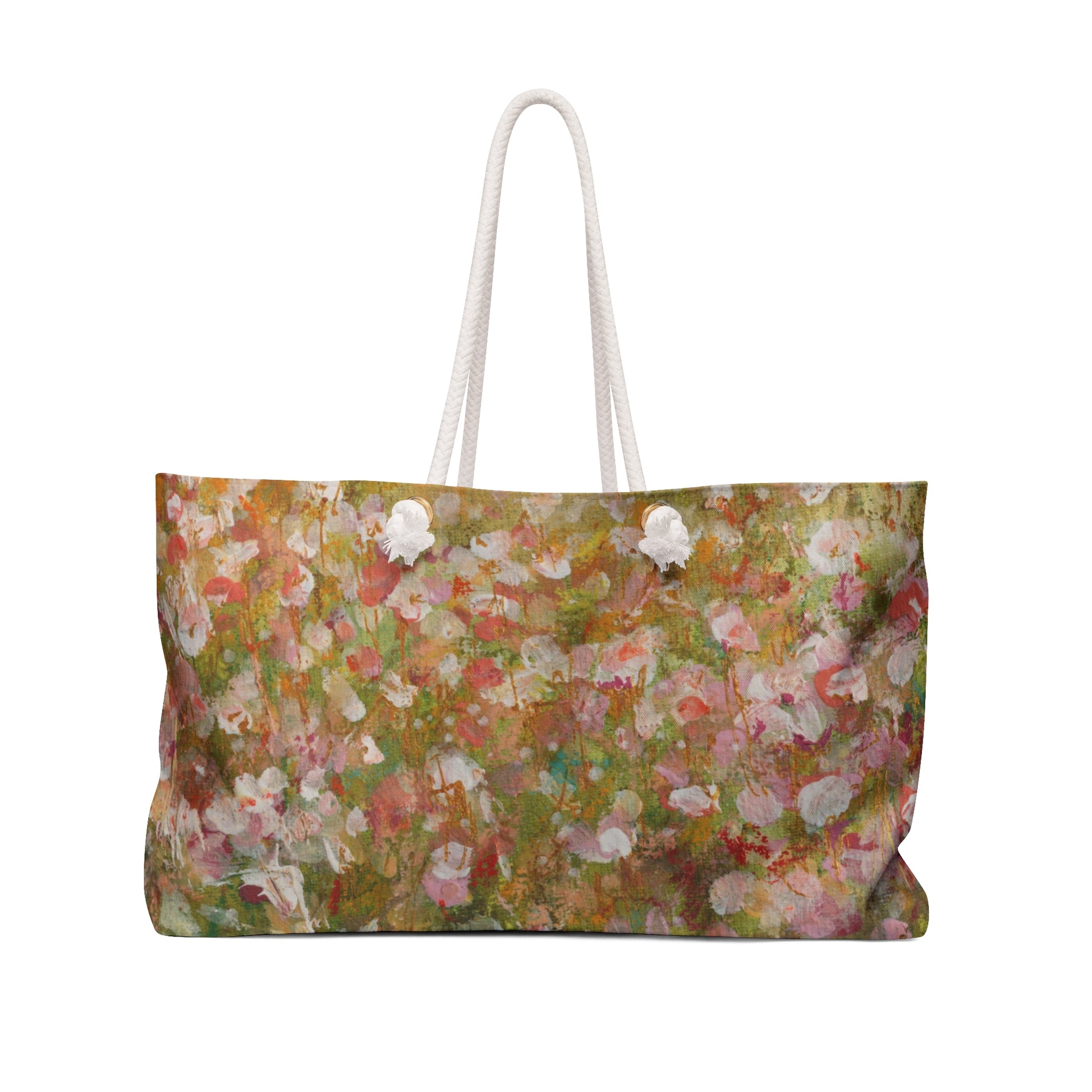 Hand-Painted Floral  Beach Bag