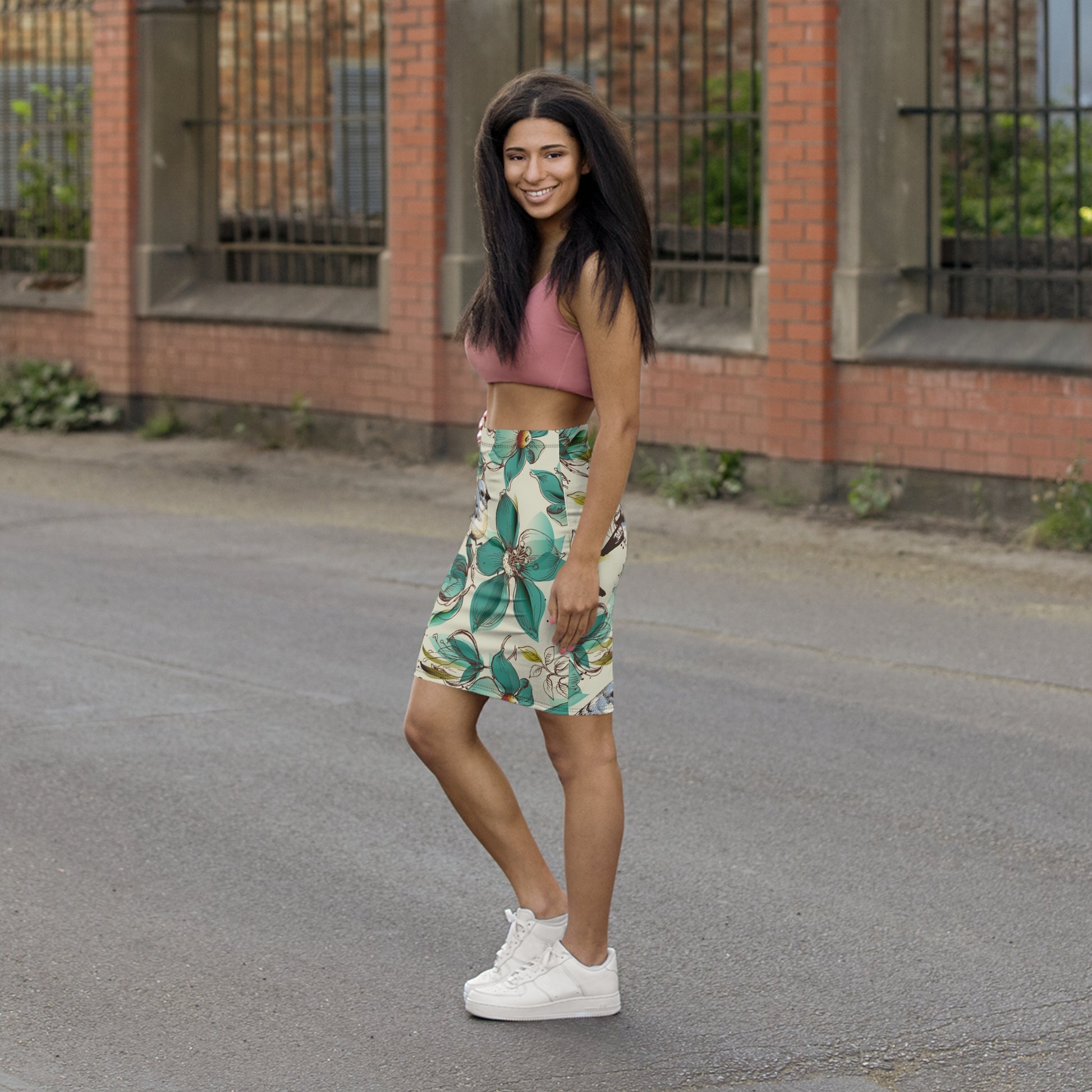 Nature-Inspired Pencil Skirt