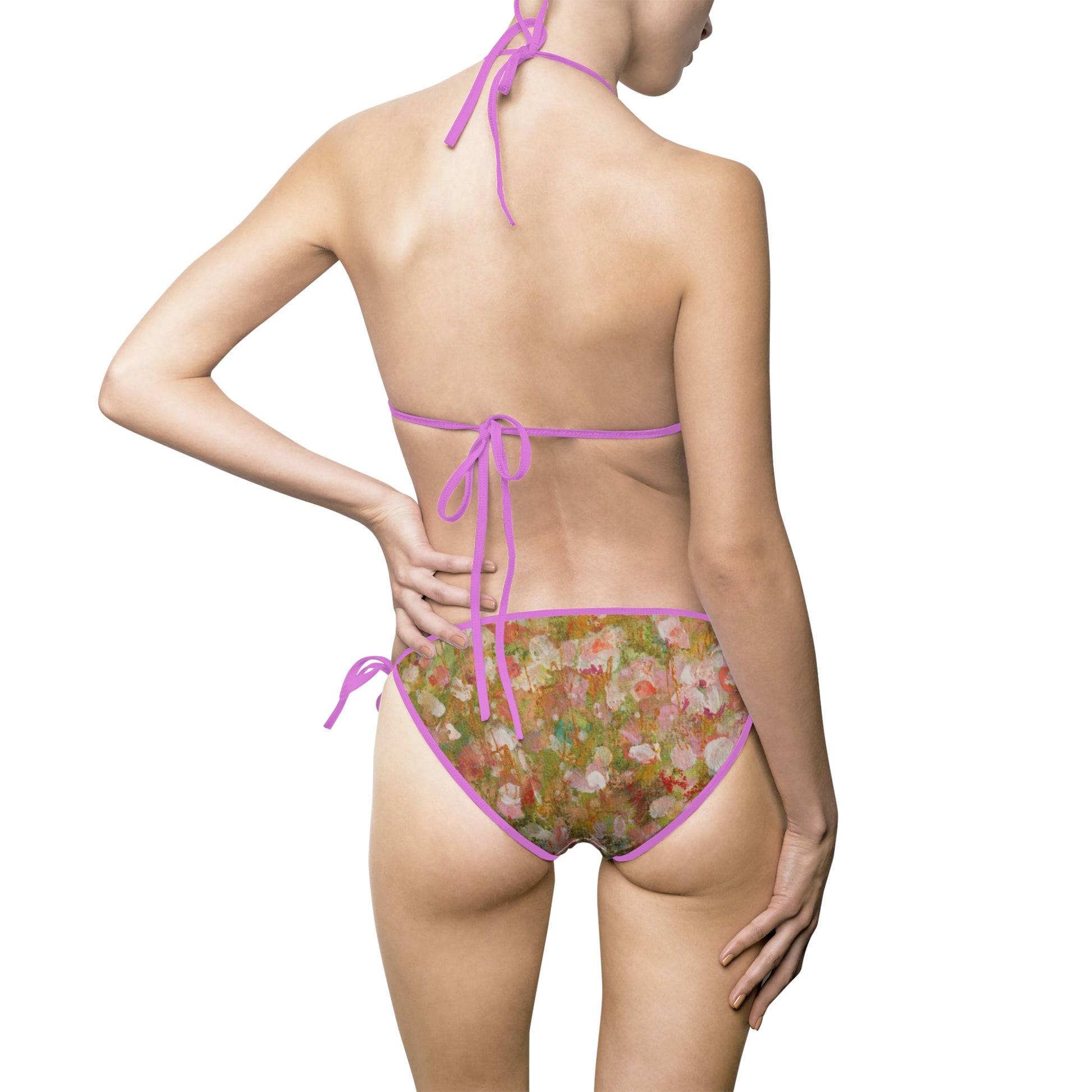 Hand-Painted Floral Bikini Swimsuit