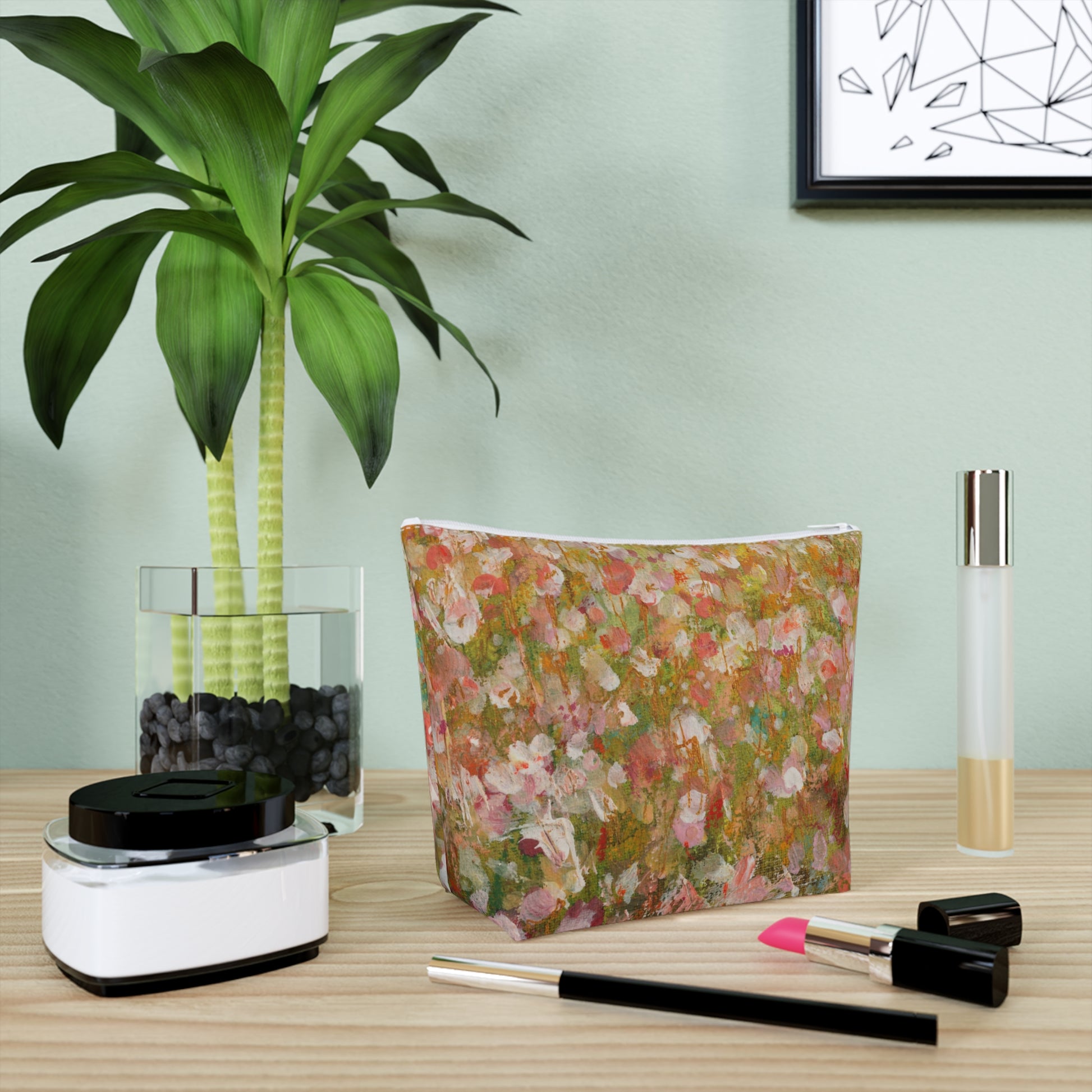 Hand-Painted Floral Cosmetic Bag