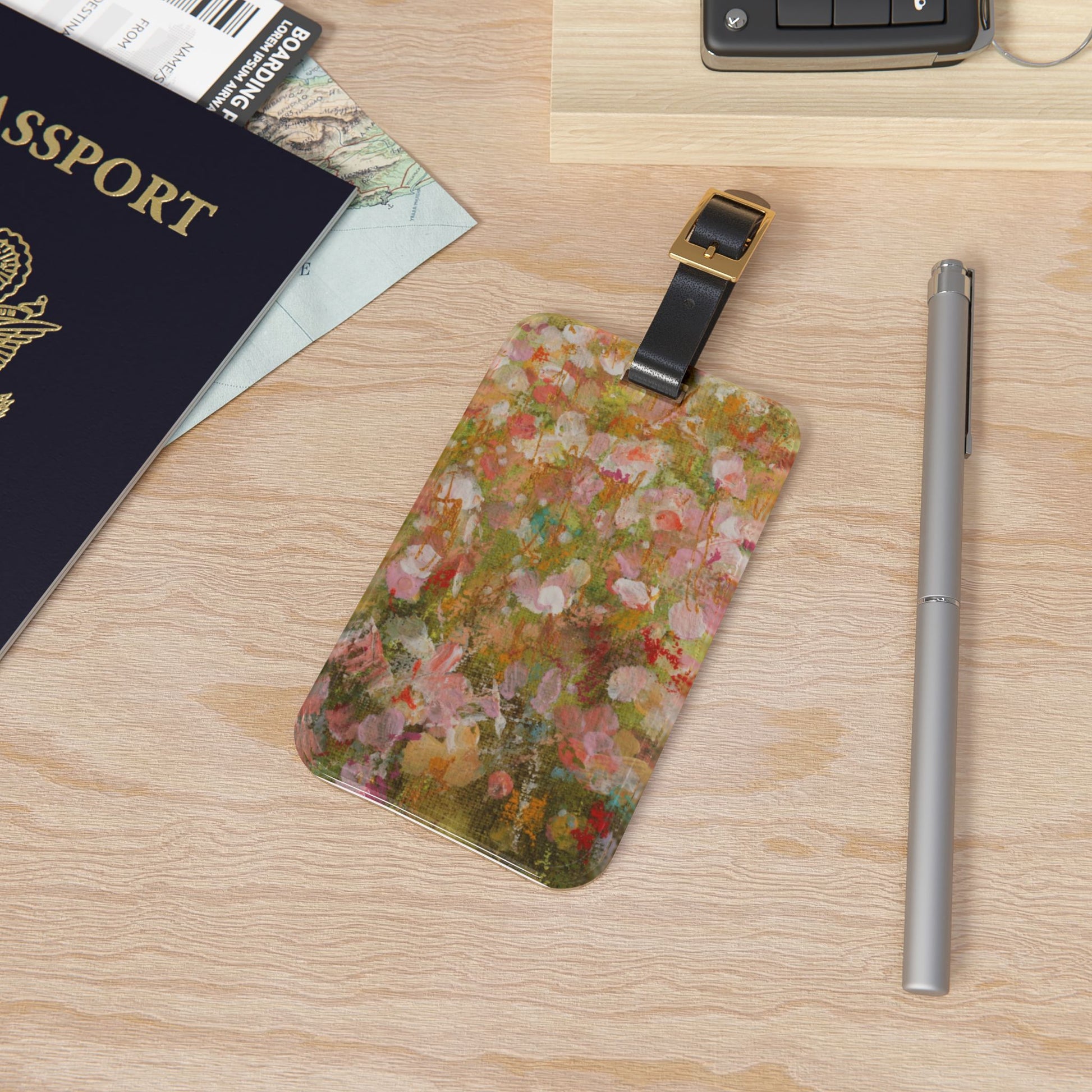 Hand-painted Floral Luggage Tag