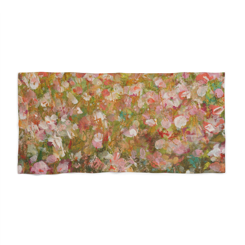Hand-Painted Floral Beach Towel