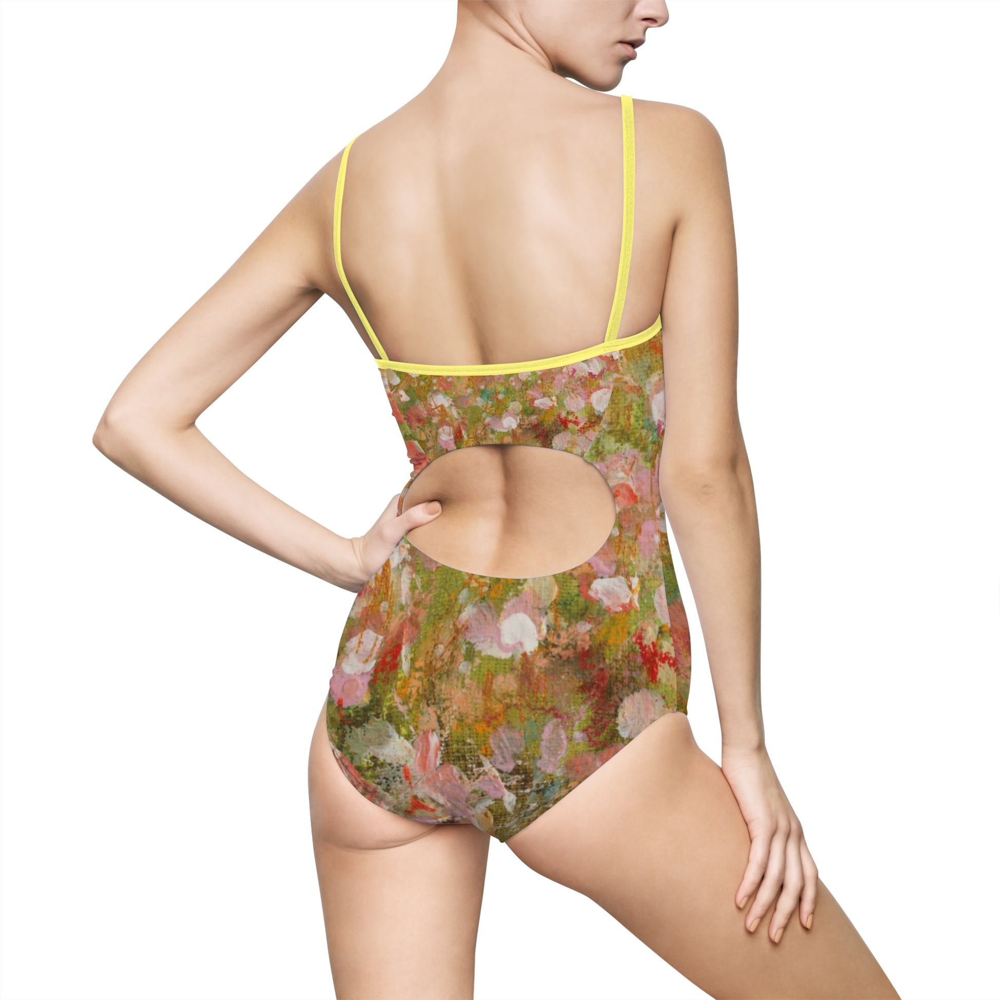 Hand-Painted Floral One-Piece Swimsuit