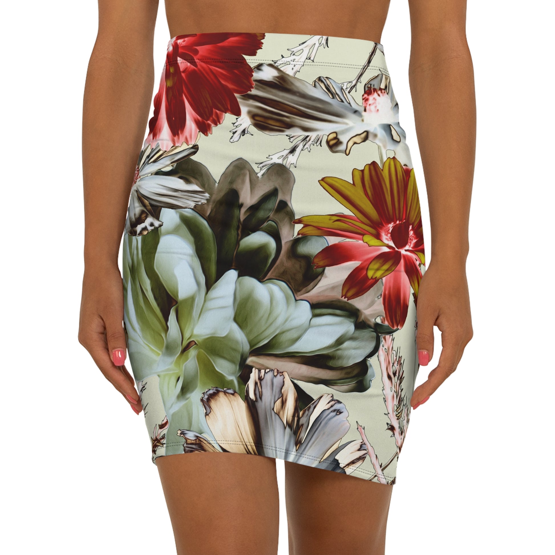 Tropical Floral Pencil Skirt