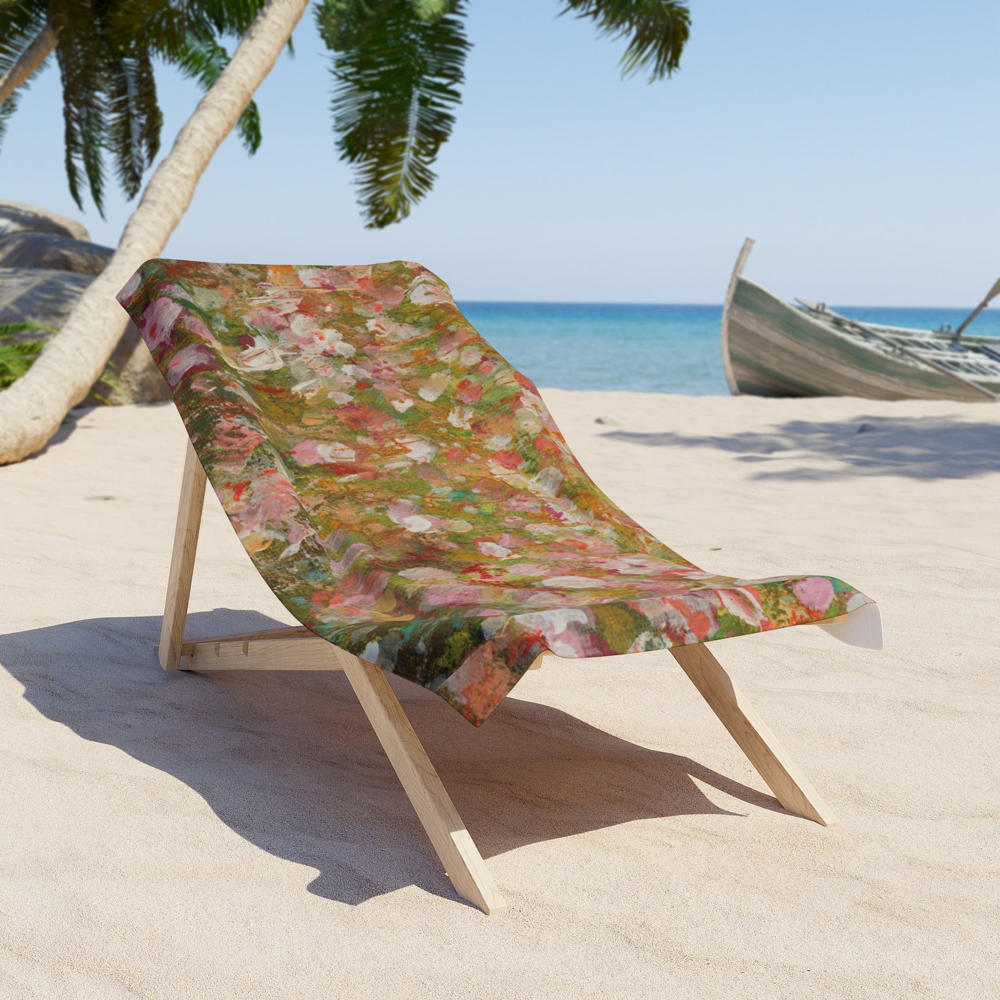 Hand-Painted Floral Beach Towel